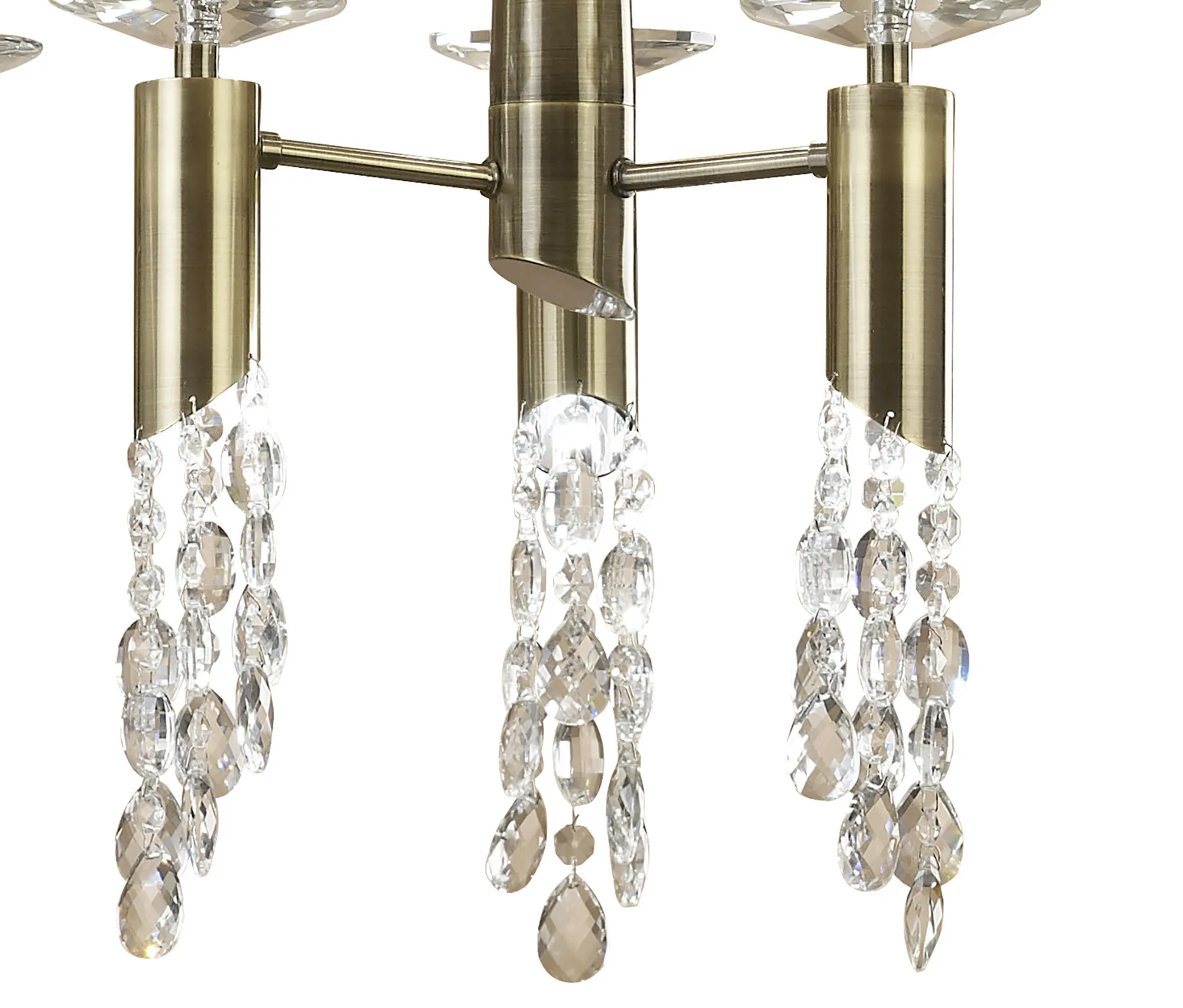 Tiffany AB Crystal Pendant 6+6 Light Antique Brass M3873/CS  Mantra Tiffany Antique Brass-Cream